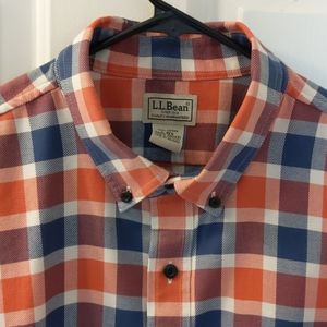 LL Bean Red White Blue Plaid Shirt L/S . Size L